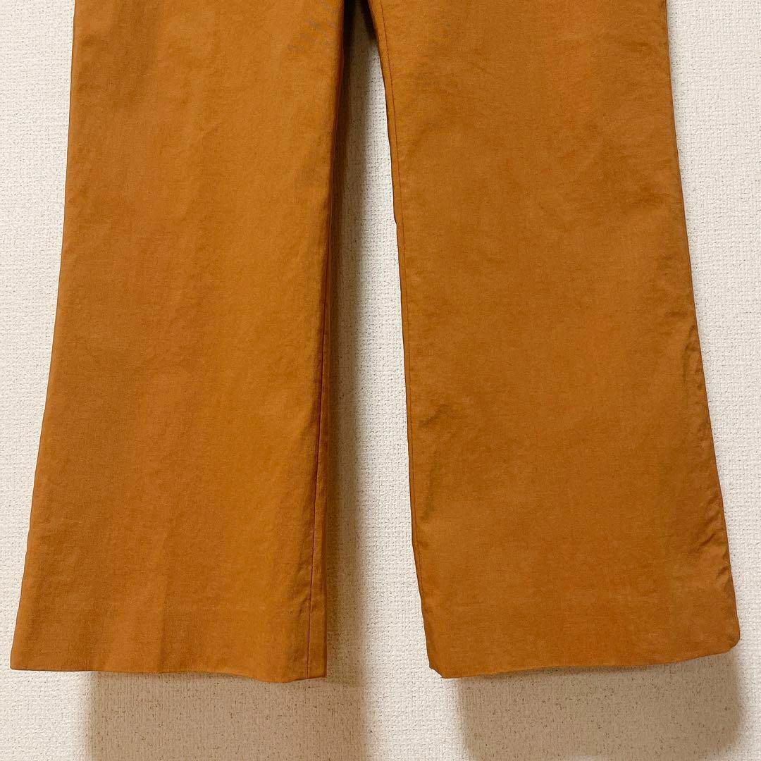 qualite(カリテ)の脚長　綺麗シルエット♪　クロップドフレアパンツ ワイド　S　オレンジブラウン レディースのパンツ(クロップドパンツ)の商品写真