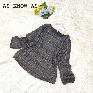 アズノゥアズピンキー(AS KNOW AS PINKY)の【アズノウアズ】グレンチェック 切り替え リボン 大人かわいい 韓国 きれいめ(カットソー(長袖/七分))