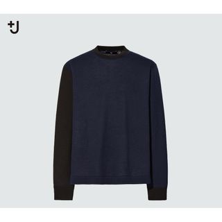 ユニクロ(UNIQLO)の新品未使用 +J 2021AW カシミヤクルーネックセーター ネイビー Lサイズ(ニット/セーター)