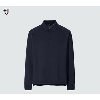 ユニクロ(UNIQLO)の新品未使用 +J 2021AW メリノブレンドニットポロシャツ ネイビー L(ポロシャツ)