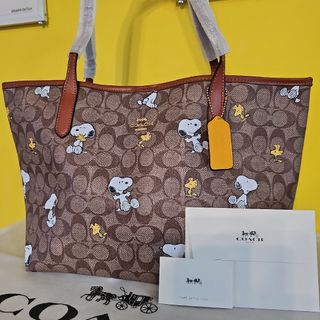 COACH コーチ スヌーピー トートバッグ ウッドストック ブラウン 新作