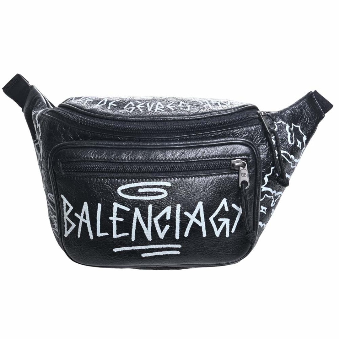 Balenciaga バレンシアガ レザー エクスプローラー グラフィティ ベルトバッグ ボディバッグ 529550 ブラック byバッグ