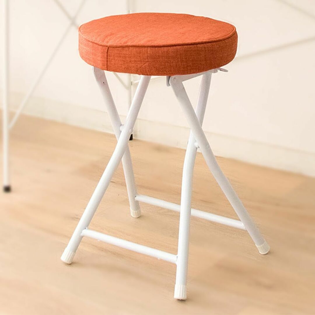 【色: オレンジ】アイリスプラザ スツール 椅子 折りたたみ オレンジ 幅約33 インテリア/住まい/日用品の机/テーブル(その他)の商品写真