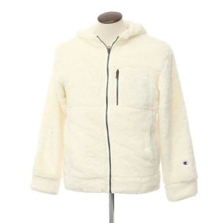 チャンピオン(Champion)の【中古】【未使用】チャンピオン Champion ポリエステル フリース ジップアップ パーカー オフホワイトxライトブラウン【サイズL】【メンズ】(パーカー)