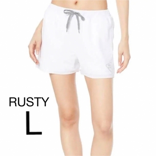 ラスティ(RUSTY)のラスティ　レディース　Lサイズ　ホワイト　ショート　サーフパンツ(水着)