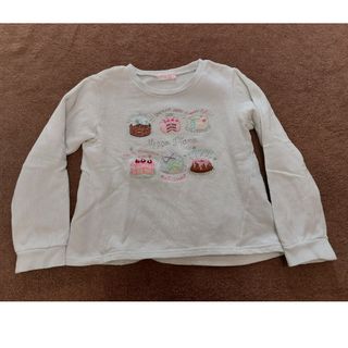 メゾピアノ(mezzo piano)のメゾピアノ ケーキデザイン裏毛トレーナー 130サイズ エメラルドグリーン(Tシャツ/カットソー)