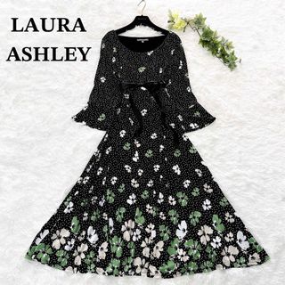 laura ashley（ローラアシュレイ）ワンピース風 上下セット紺色 花柄