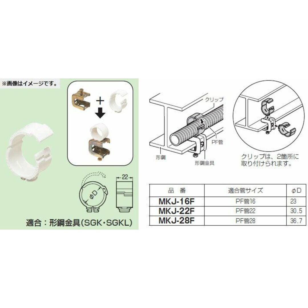 PF管 クリップ H.L形鋼用 (10個入) SGK-22F-10 インテリア/住まい/日用品のインテリア/住まい/日用品 その他(その他)の商品写真