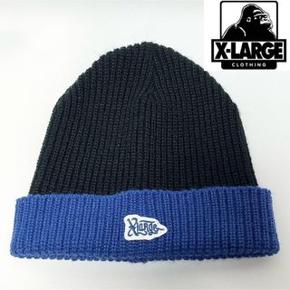 エクストララージ(XLARGE)の【新品】X-LARGEエクストララージ ②バイカラーロゴワッペン付ニットキャップ(ニット帽/ビーニー)