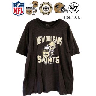 フォーティセブン(47 Brand)のNFL ニューオーリンズ・セインツ  Tシャツ　XL　黒　USA古着(Tシャツ/カットソー(半袖/袖なし))