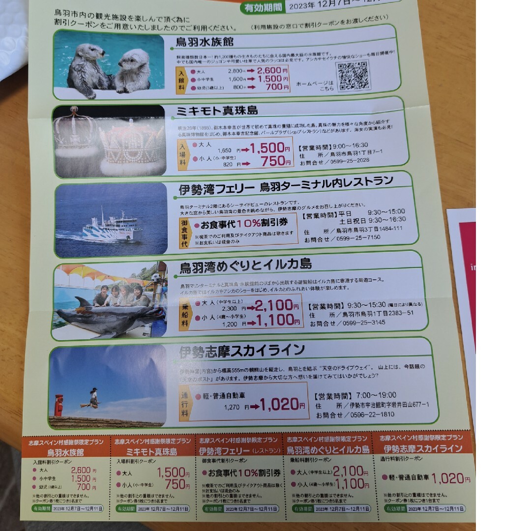 鳥羽水族館　割引券 チケットの施設利用券(水族館)の商品写真
