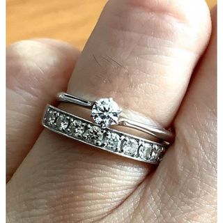 最終値下げ！美品⭐ダイヤ入りプラチナ結婚指輪　マリッジリング