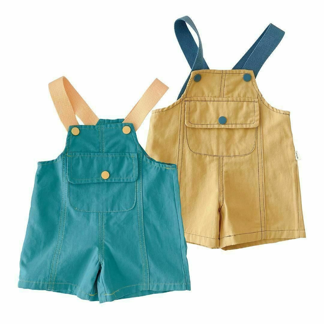 キッズ用 ２トーンオーバーオール 120『イエロー』 キッズ/ベビー/マタニティのキッズ服男の子用(90cm~)(その他)の商品写真