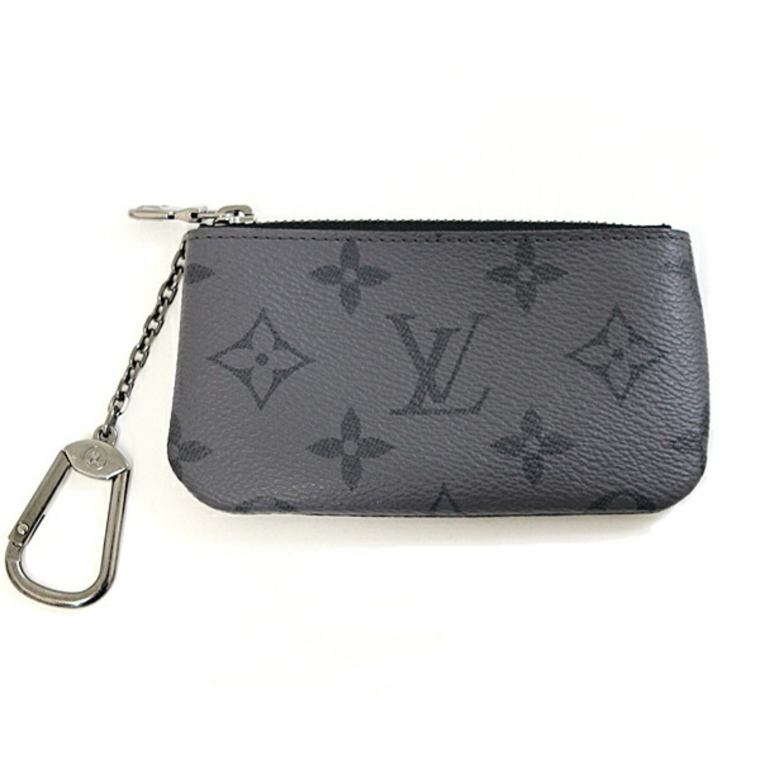 LOUIS VUITTON(ルイヴィトン)のルイヴィトン LOUIS VUITTON ポシェット・クレ コインケース キーリング M80905 ブラック シルバー金具【中古】Sランク メンズのファッション小物(折り財布)の商品写真