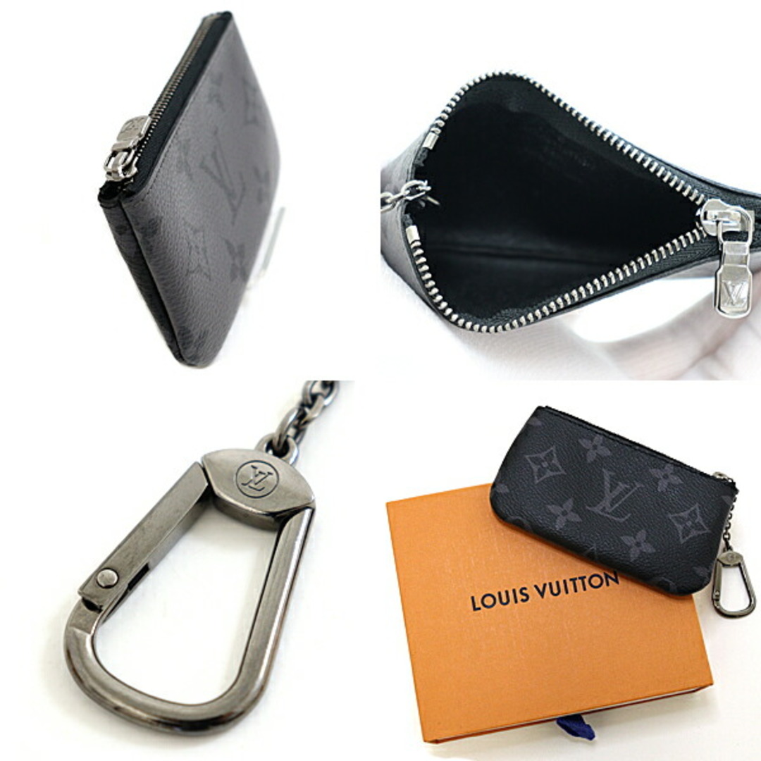 LOUIS VUITTON(ルイヴィトン)のルイヴィトン LOUIS VUITTON ポシェット・クレ コインケース キーリング M80905 ブラック シルバー金具【中古】Sランク メンズのファッション小物(折り財布)の商品写真