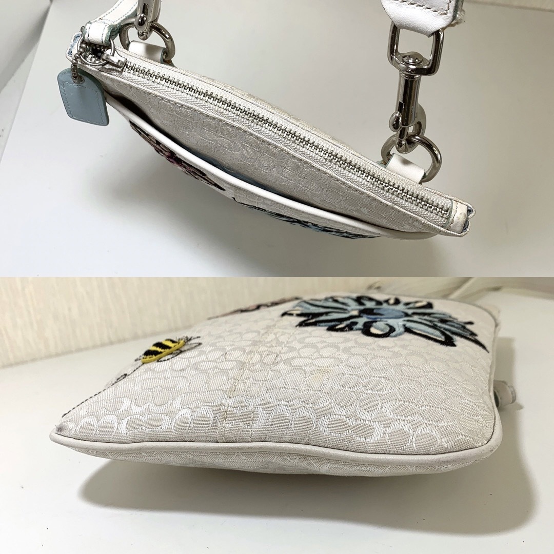 Ｅ　美品 COACH シグネチャー ショルダーバッグ ミツバチとフラワー