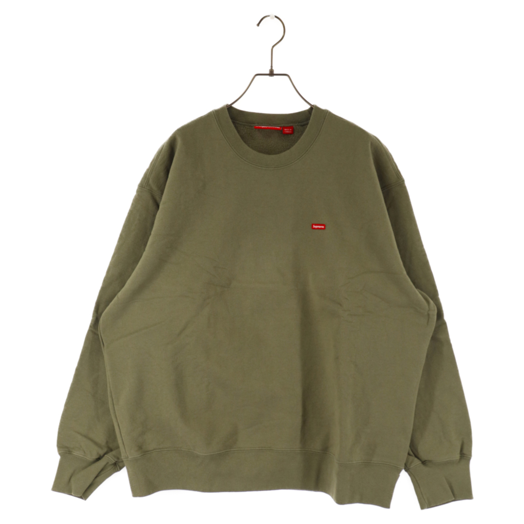 SUPREME シュプリーム Small Box Crewneck スモールボックスロゴ刺繍クルーネックスウェットトレーナー カーキ70センチ身幅