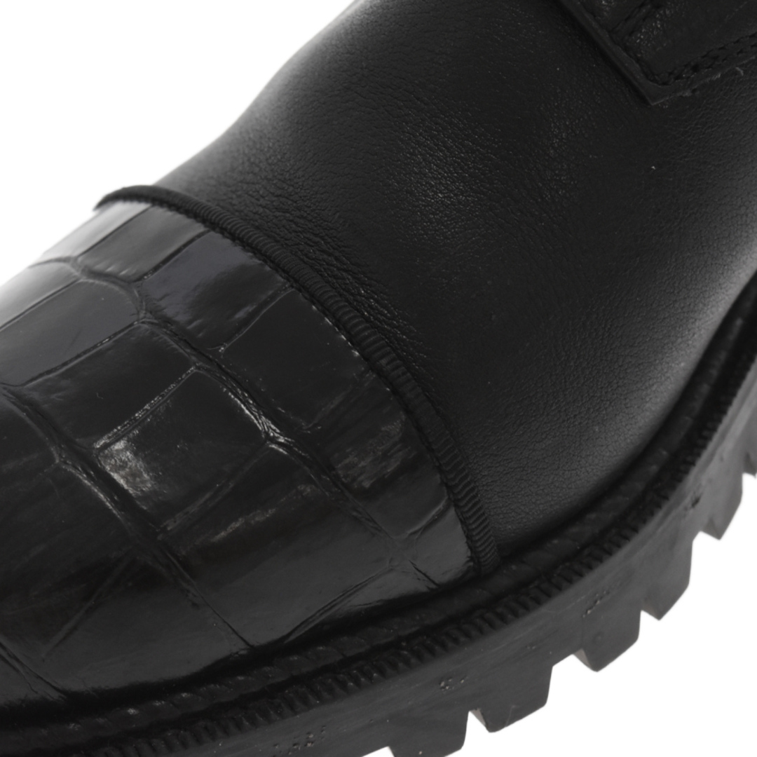 255センチワイズCHRISTIAN LOUBOUTIN クリスチャンルブタン Mayr smooth and croc-effect leather ankle boots ショートブーツ マイヤー レザーブーツ ブラック レディース