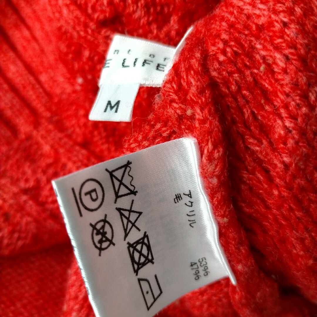 SIMPLE LIFE(シンプルライフ)のSIMPLE LIFE ケーブル編み プルオーバー ニット セーター 赤 レディースのトップス(ニット/セーター)の商品写真
