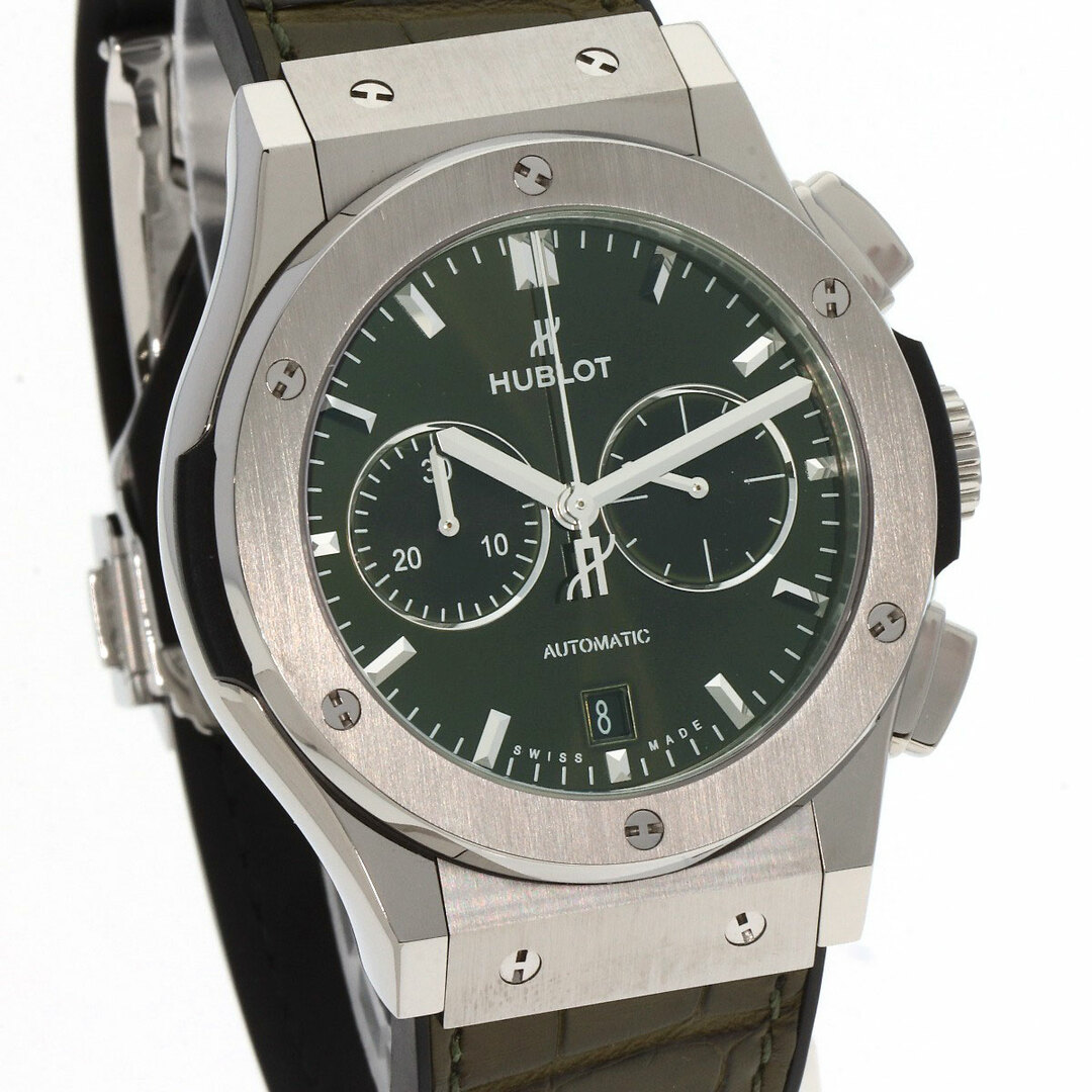 HUBLOT(ウブロ)のHUBLOT 541.NX.8970.LR クラシックフュージョン クロノグラフ グリーン 腕時計 チタン グリーンアリゲーターxラバー メンズ メンズの時計(腕時計(アナログ))の商品写真