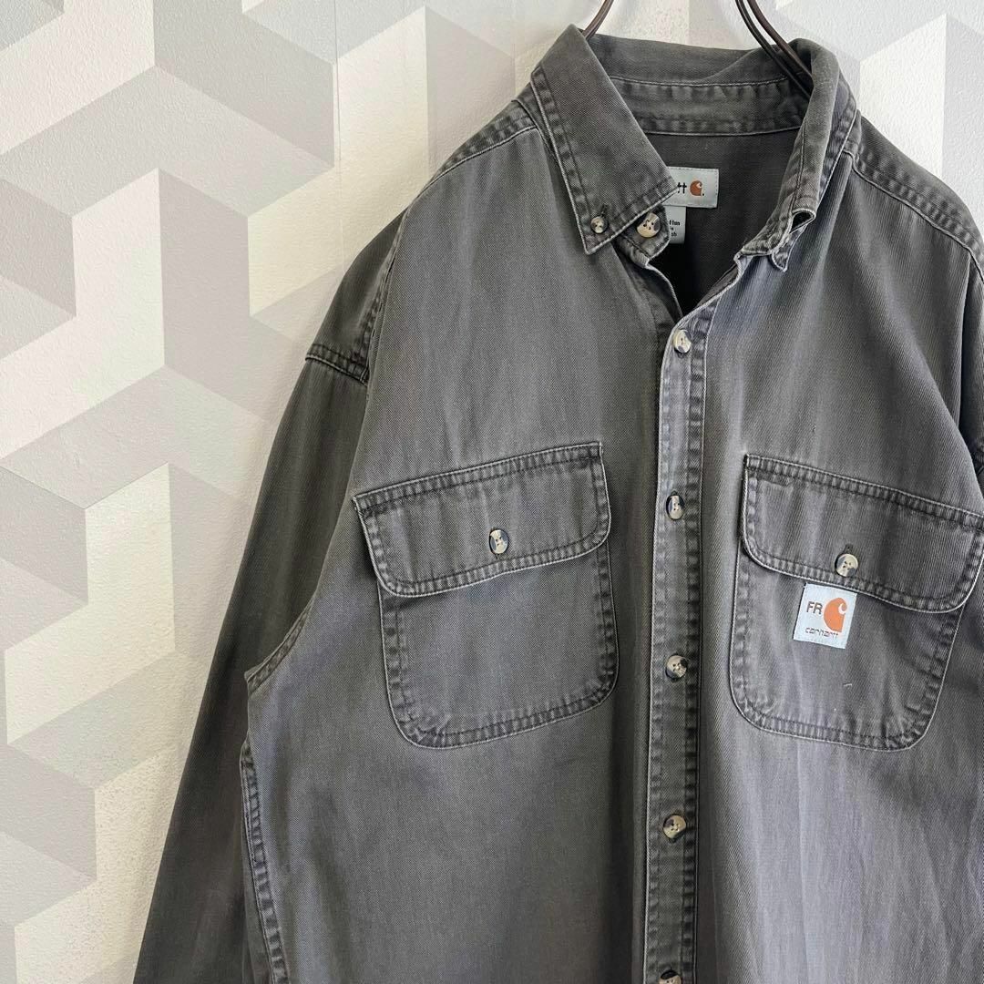 carhartt(カーハート)の【カーハート】サイズL ロゴ付き コットン ワーク BDシャツ グレー メンズのトップス(シャツ)の商品写真