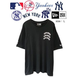 ニューエラー(NEW ERA)のMLB　ニューヨーク・ヤンキース　Tシャツ　L　黒　USA古着(Tシャツ/カットソー(半袖/袖なし))