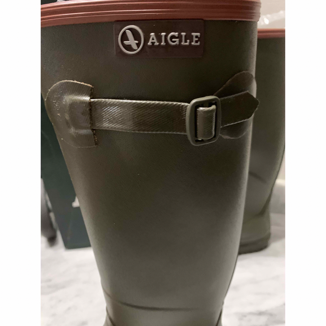 AIGLE(エーグル)のAIGLE エーグル　ロングレインブーツ　ラバーブーツ　23.0cm カーキ レディースの靴/シューズ(レインブーツ/長靴)の商品写真