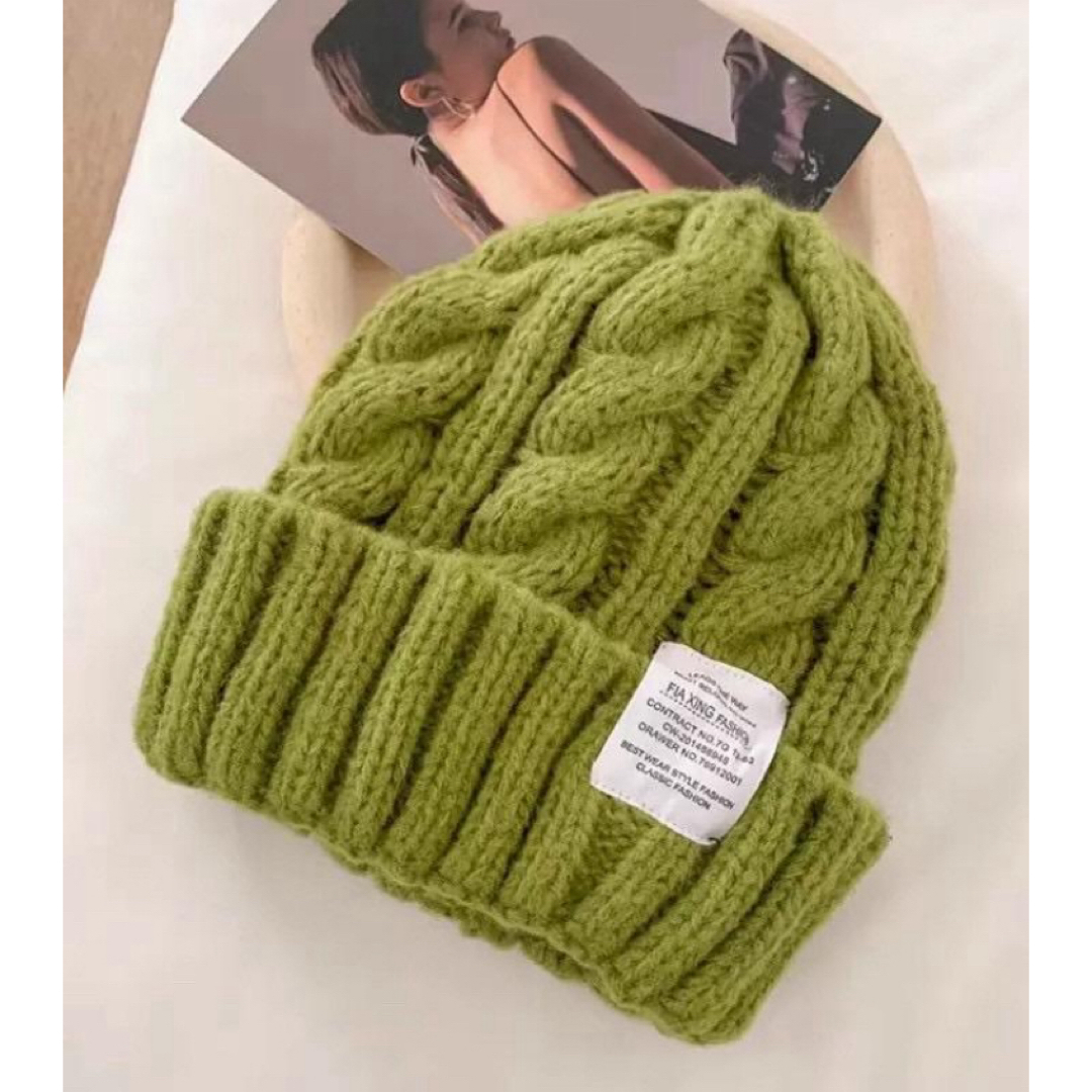 【 GREEN 】 ニット帽 帽子 ニットワッチ 冬小物 新品 ストリート レディースの帽子(ニット帽/ビーニー)の商品写真