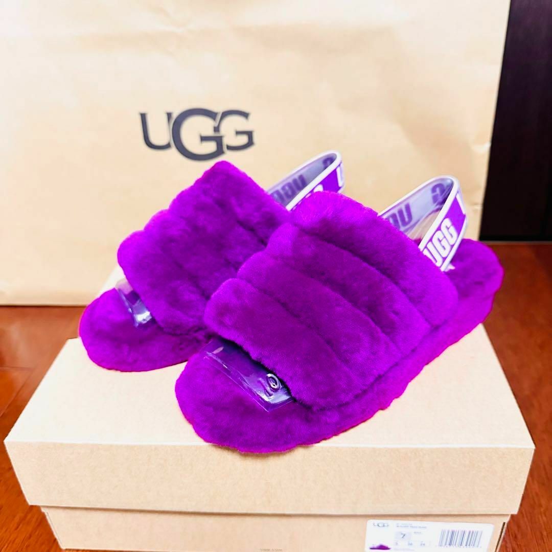 【1点限り】UGG アグ フラッフ イヤー スライド サンダル ムートン ボア