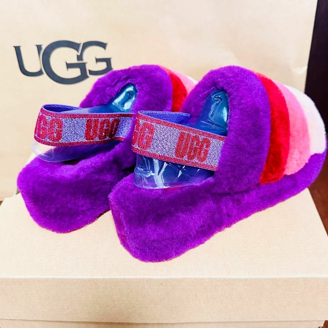 【1点限り】UGG アグ フラッフ イヤー スライド サンダル ムートン ボア