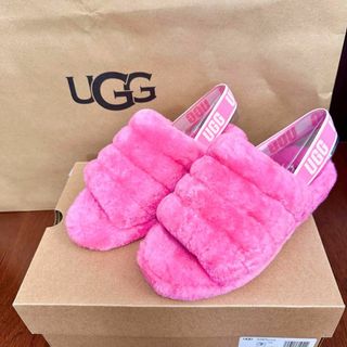 アグ(UGG)の【1点限り】UGG アグ フラッフ イヤー スライド サンダル ムートン ボア(サンダル)