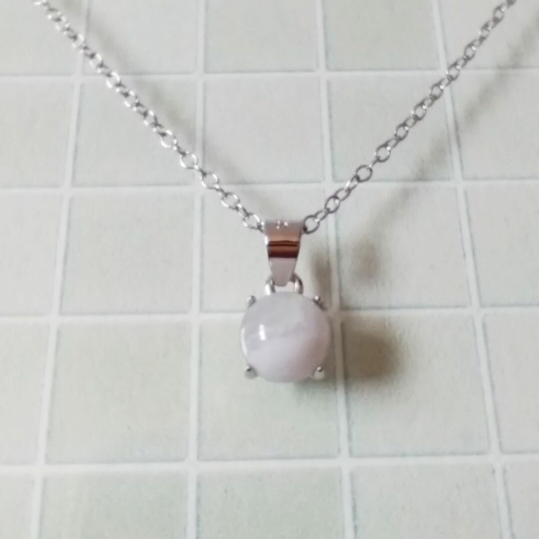 Silver925　天然石　ブルーレースのシンプルなシルバーネックレス ハンドメイドのアクセサリー(ネックレス)の商品写真