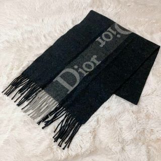 クリスチャンディオール(Christian Dior)の【美品】クリスチャン ディオール dior ウール マフラー ブラック 911(マフラー/ショール)