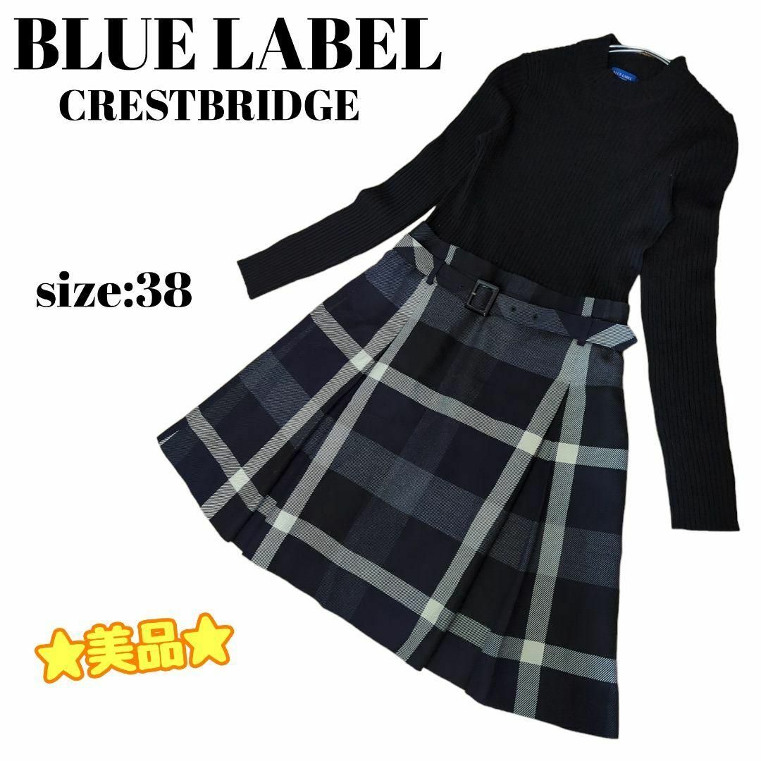 BLUE LABEL CRESTBRIDGE(ブルーレーベルクレストブリッジ)の☆美品☆ ブルーレーベルクレストブリッジ ドッキング ワンピース  38 レディースのワンピース(ひざ丈ワンピース)の商品写真