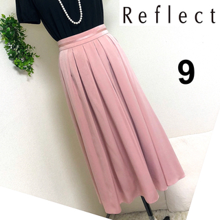リフレクト(ReFLEcT)のリフレクト上品ピンクのミモレ丈ふんわりスカート9号M(ひざ丈スカート)