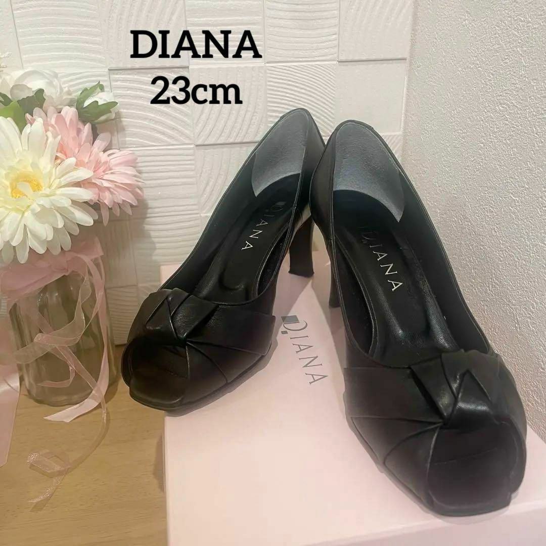 ✨極美品✨DIANA ダイアナ パンプス 23 レース柄 リボン オープントゥ