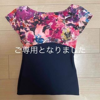 バレエ トップス　* ネイビー 紺色 ピンク 花柄 チュール(ダンス/バレエ)