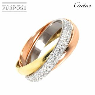 カルティエ(Cartier)のカルティエ Cartier トリニティ #49 リング SM パヴェダイヤ YG WG PG スリーゴールド 750 3連 指輪【証明書付き】 VLP 90202456(リング(指輪))