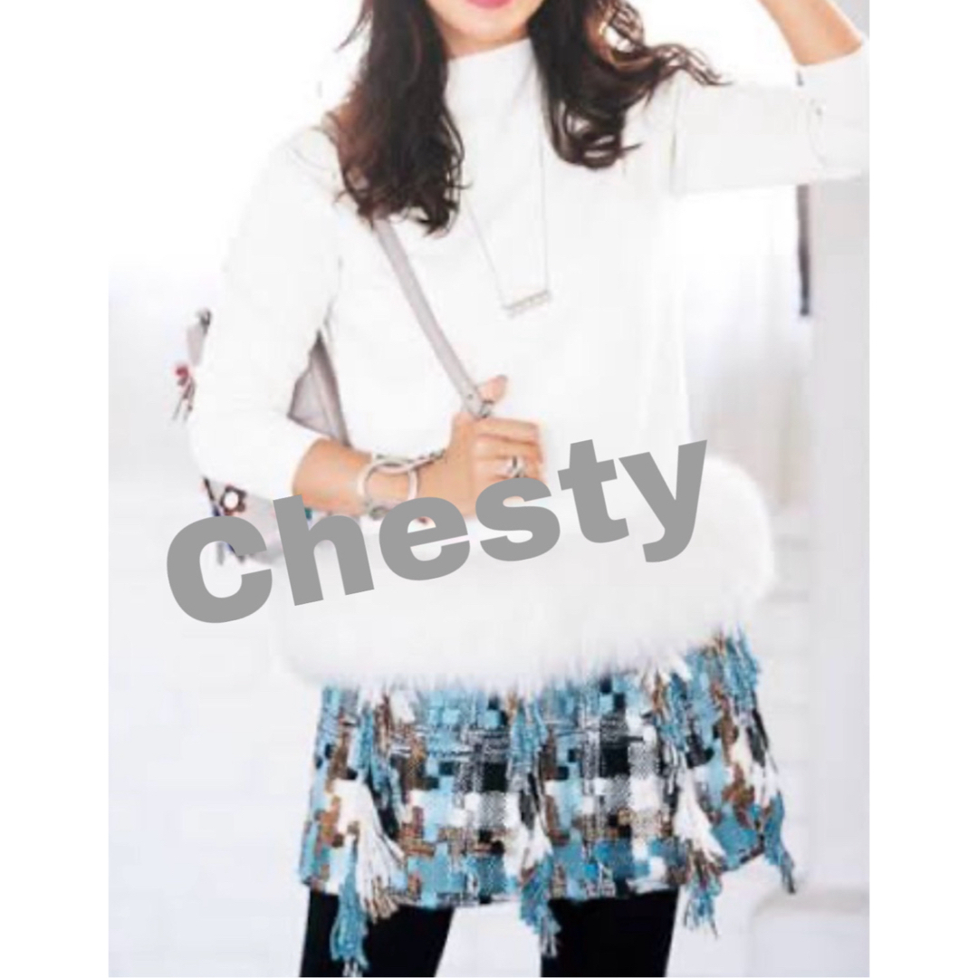 Chesty - 【美品】Chestyチェスティ フリンジ ツイ-ドスカート ブルー