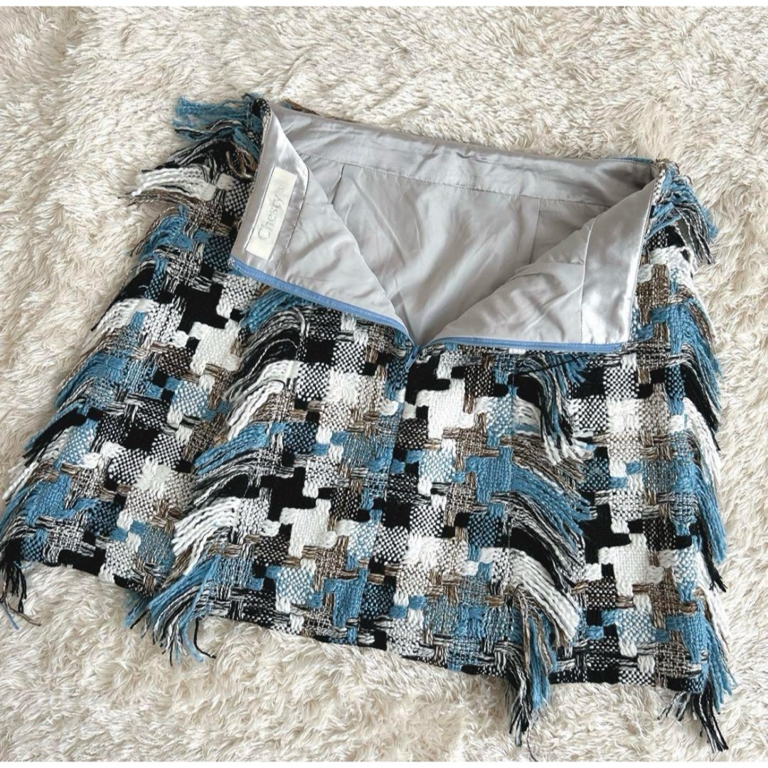 Chesty - 【美品】Chestyチェスティ フリンジ ツイ-ドスカート ブルー