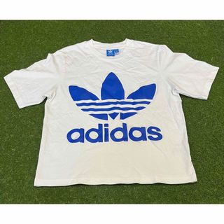 アディダス(adidas)の美品　ADIDAS アディダストレフォイル ビッグロゴプリントTee サイズL(Tシャツ/カットソー(半袖/袖なし))