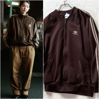 00s adidas セットアップ トラックジャケット フレア こげ茶ブラウン