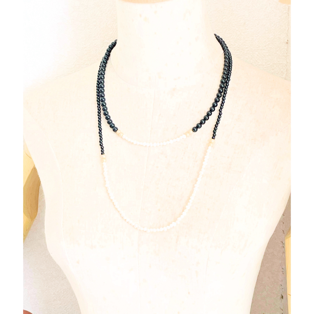 ブラックオニキス＆バロックパール　ネックレス ハンドメイドのアクセサリー(ネックレス)の商品写真