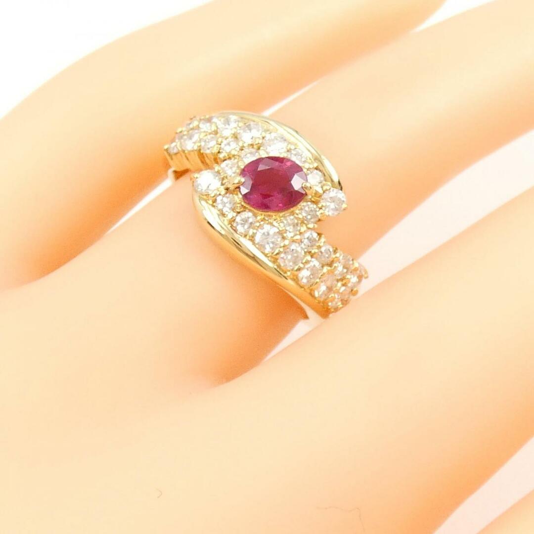 K18YG ルビー リング 0.71CT レディースのアクセサリー(リング(指輪))の商品写真