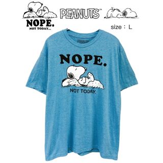 ピーナッツ(PEANUTS)のPEANUTS　Tシャツ　L　ライトブルー　USA古着(Tシャツ/カットソー(半袖/袖なし))