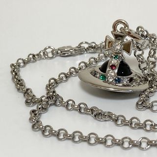 ヴィヴィアンウエストウッド(Vivienne Westwood)のヴィヴィアン　タイニーオーブネックレス　シルバー×ブラック　マルチストーン(ネックレス)