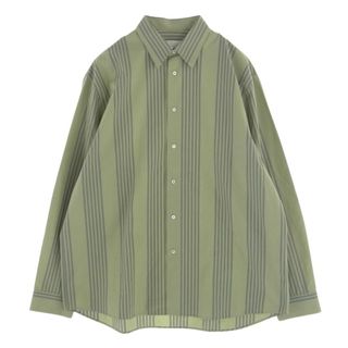 美品 ジルサンダー JIL SANDER シャツ ロングスリーブ ストライプ リネン トップス メンズ 40/15 3/4(M相当) マルチカラー