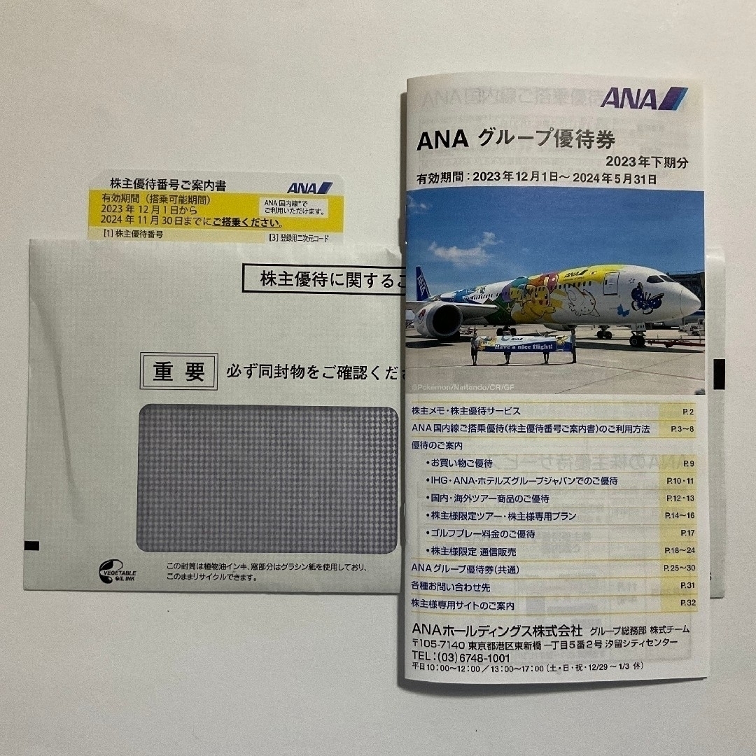 ANA(全日本空輸)(エーエヌエー(ゼンニッポンクウユ))のANA 国内線 搭乗優待券 グループ各社優待券 2023.12.1から使用 チケットの乗車券/交通券(航空券)の商品写真