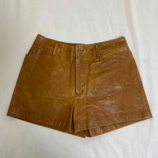 ポロラルフローレン(POLO RALPH LAUREN)の1970年代☆　定価6万円　BIGI 高級本革　秋冬キャメルレザーステッチパンツ(ショートパンツ)