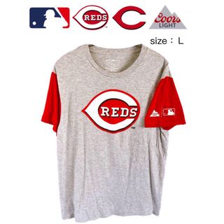 メジャーリーグベースボール(MLB)のMLB　シンシナティ・レッズ　Tシャツ　L　グレー✕レッド　USA古着(Tシャツ/カットソー(半袖/袖なし))